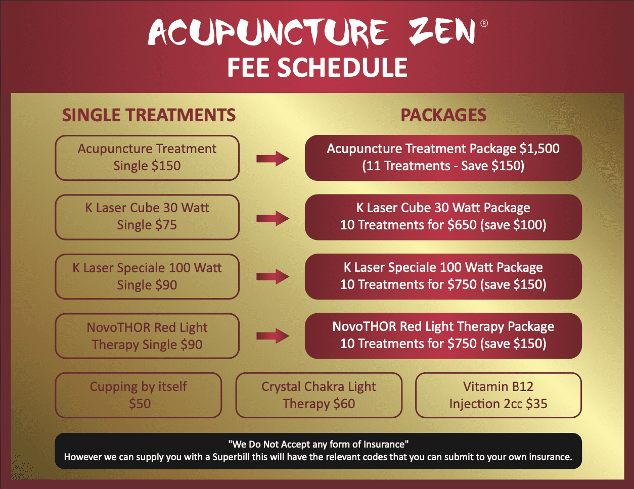 Fee Schedule | Dr. Tony Willcox D.O.M., A.P. | 561-274-4447 