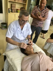 Acupuncture treatment for stress and anxiety with Dr. Tony Willcox during clinical training in China