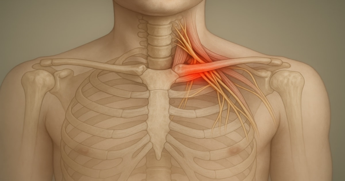 Thoracic outlet syndrome anatomy — nerve and vessel compression near the collarbone and first rib