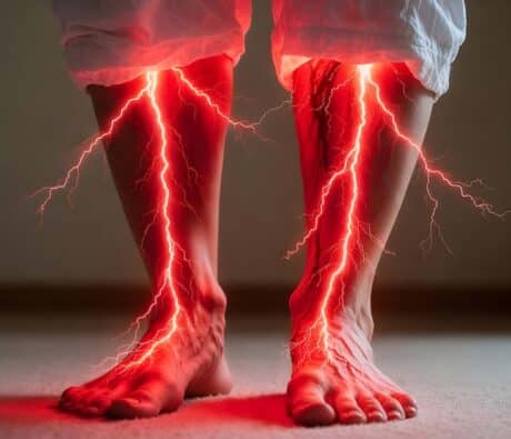 Burning nerve pain radiating down the legs and feet, a common symptom treated with acupuncture for neuropathy in Delray Beach