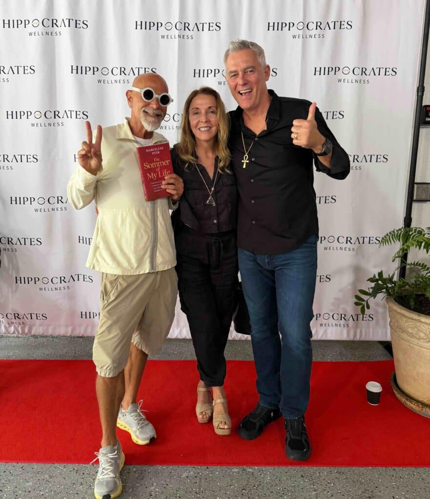Filmmaker Zappy Zapolin, author Marcelene Dyer, and Dr. Tony Willcox at the Frequency: The Secret of Everything screening at Hippocrates Wellness.